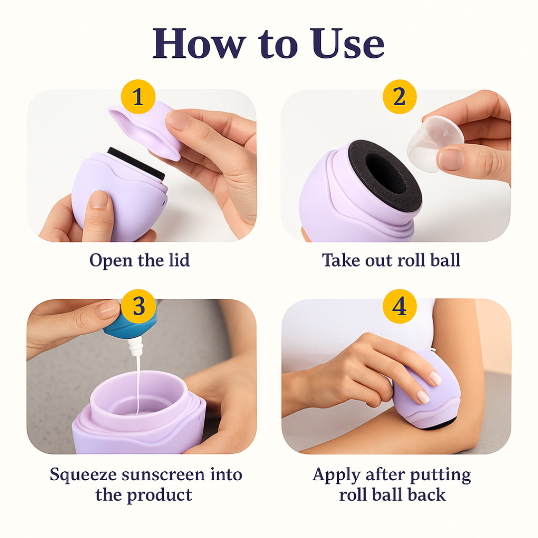 SunRoll™- Refillable Roll-On Sunscreen Applicator