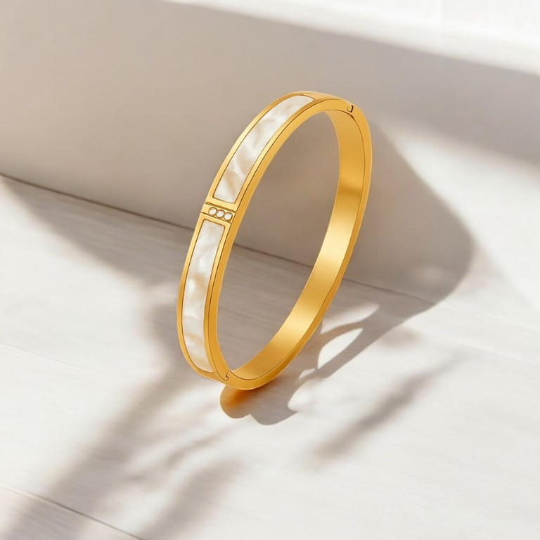 White Azzare Gold Bangle