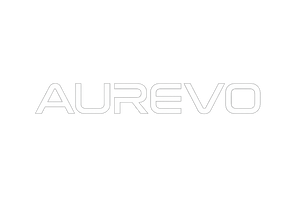 "Create a clean tech-style logo with the text Aurevo. Futuristic font, all white lettering, transparent background only."
