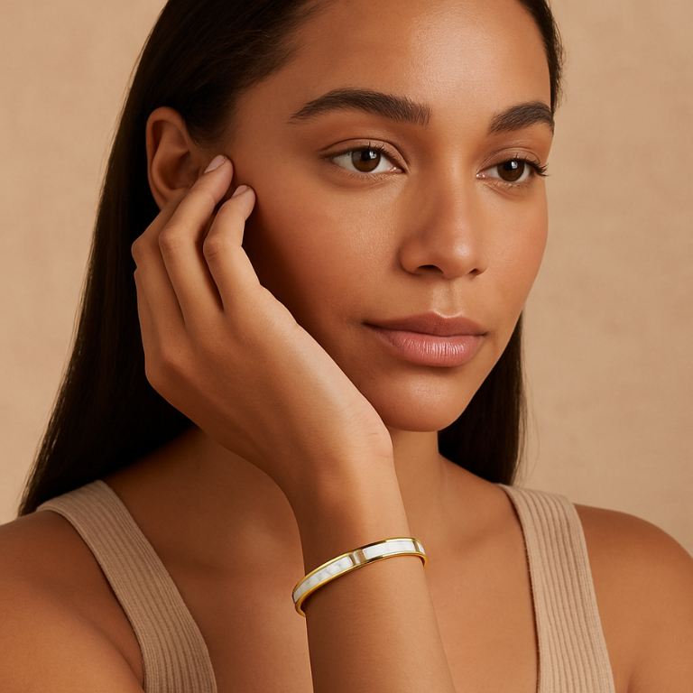 White Azzare Gold Bangle