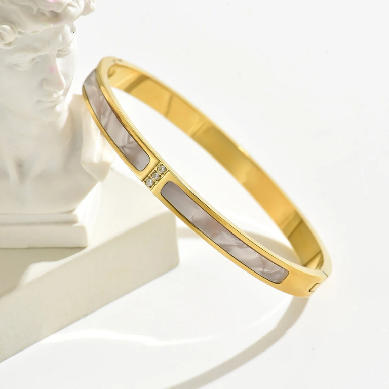 White Azzare Gold Bangle