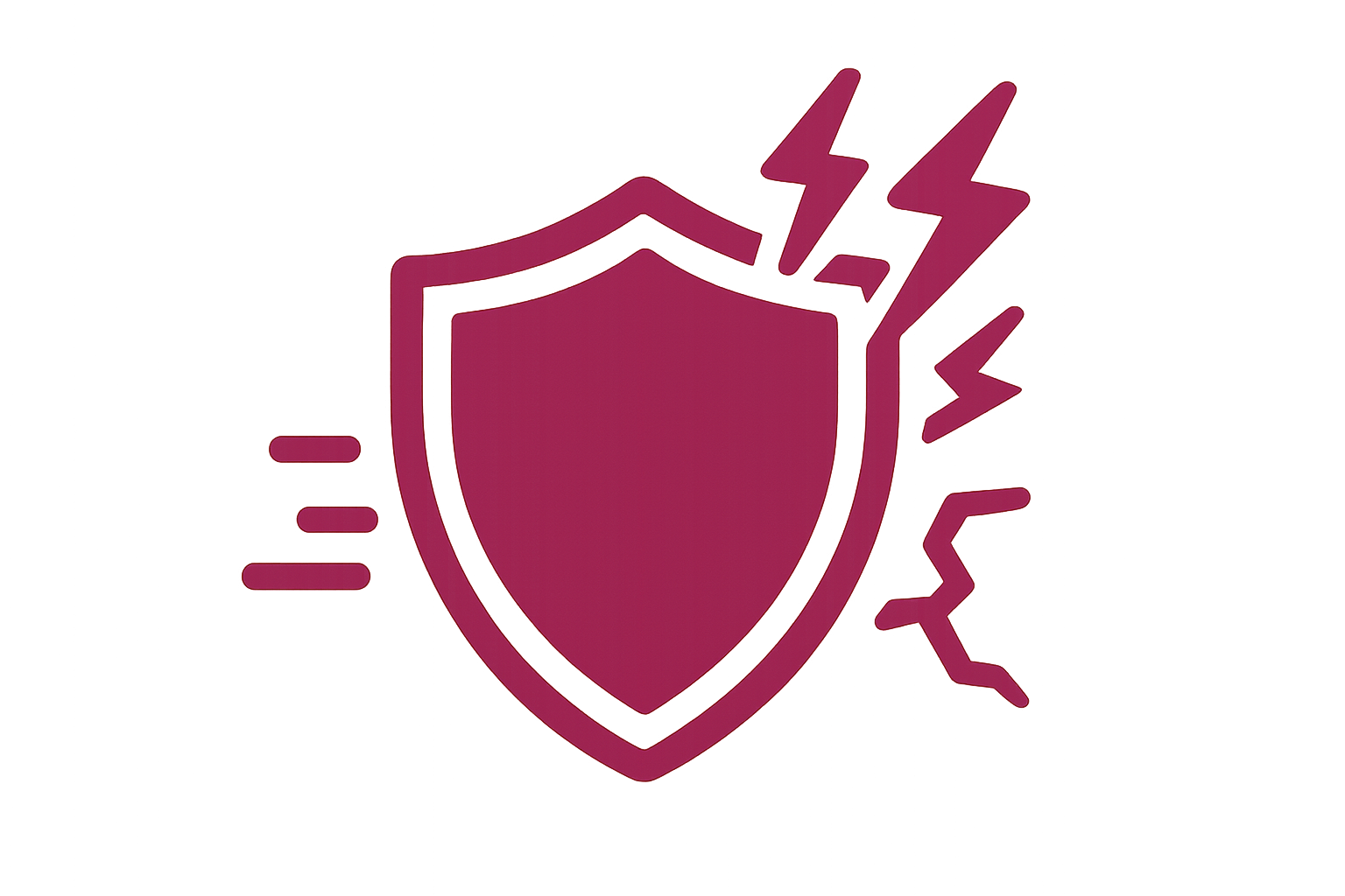 Faça apenas o icone rosa escuro que represente essa frase: Protects against damage