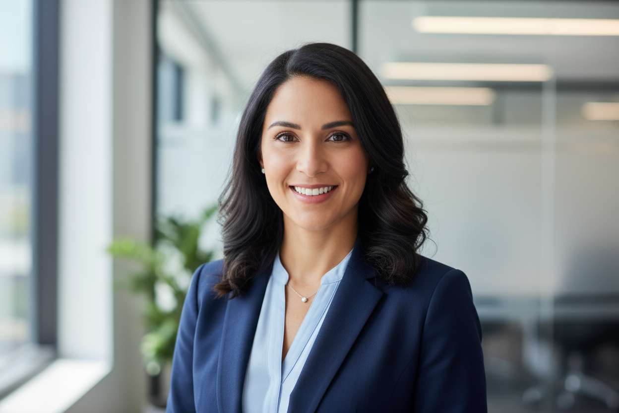 Faça imagem de perfil de rede social de uma mulher na empresa