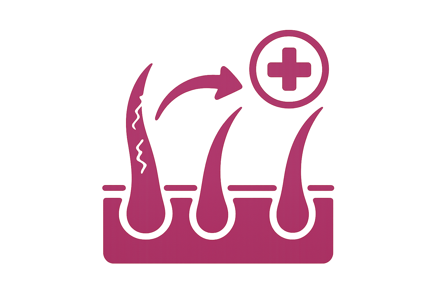 Faça um icone rosa escuro que represente essa frase para cabelo: repairs damage