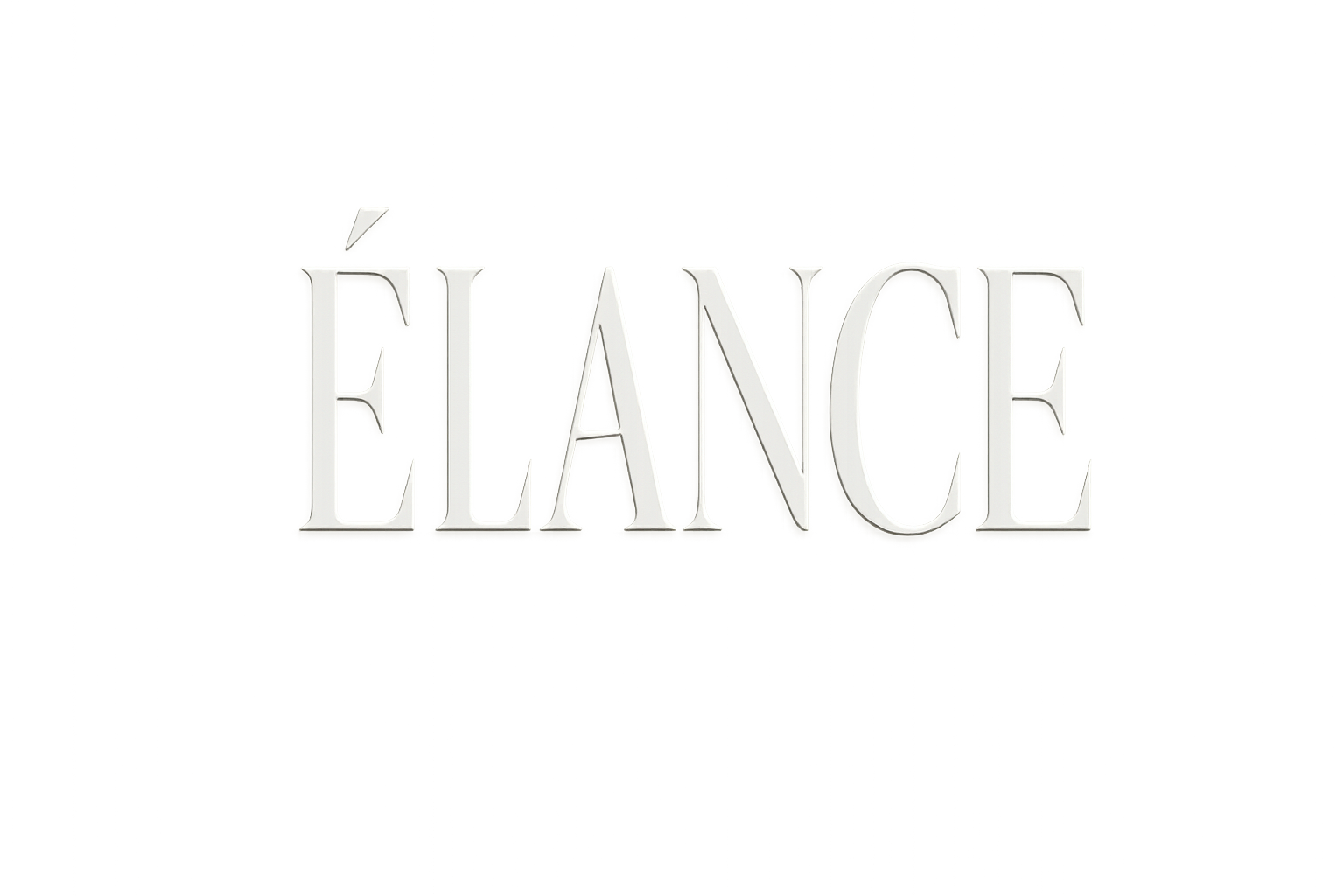 Generate a fashion-inspired logo with the name Élance. Use a tall serif font. Text color: white (#FFFFFF). Background: white (#FFFFFF). Luxury editorial style